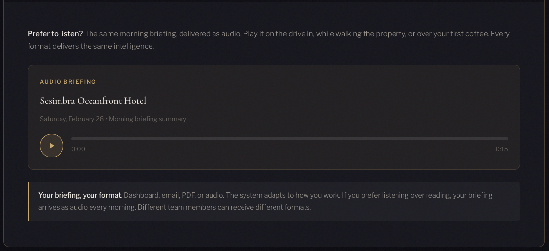 Audio briefing: listen to your morning intelligence