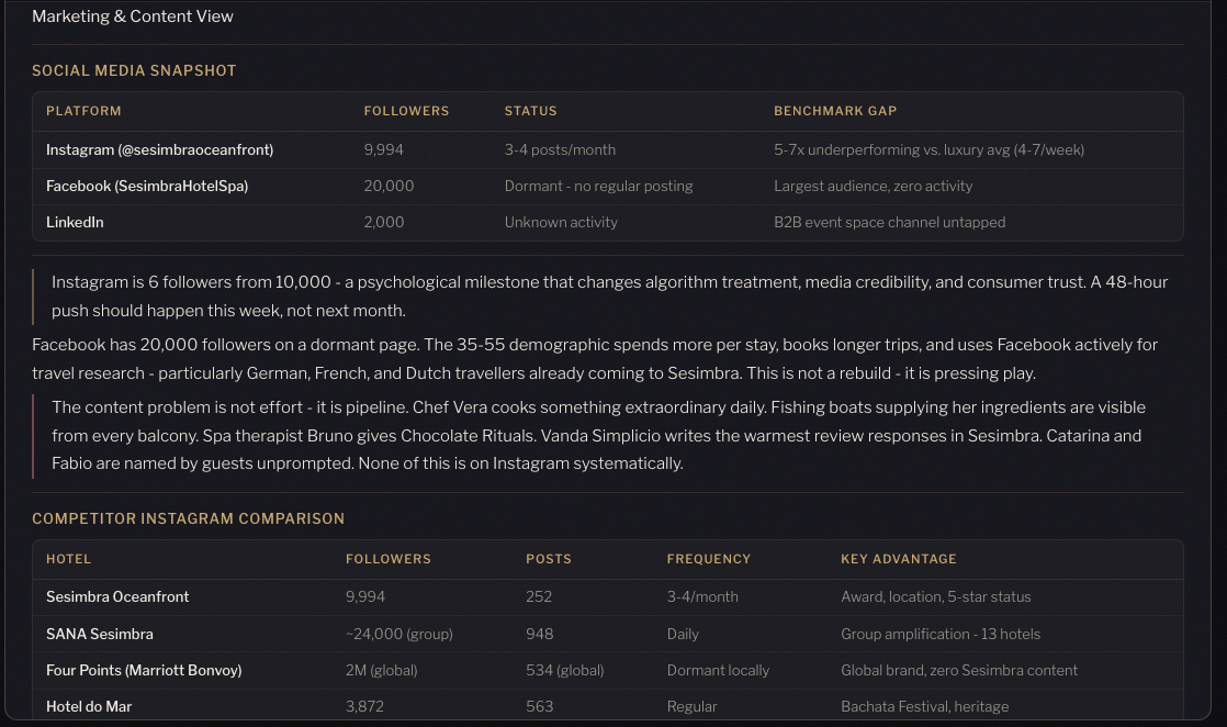 Marketing View: social media analysis and competitor benchmarking